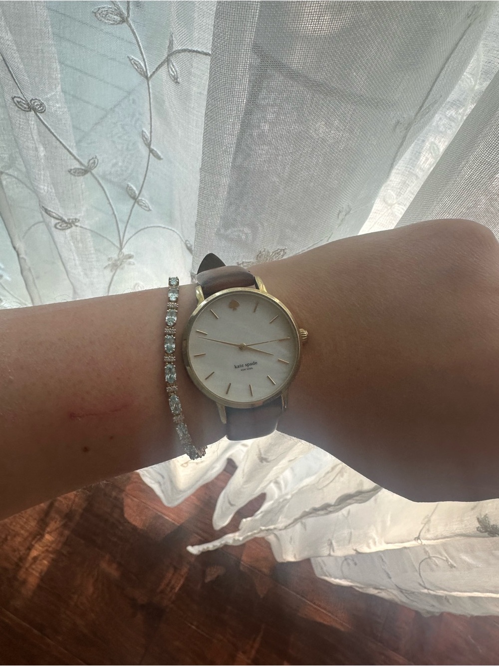 Kate Spade Women's Tan Leather Strap Watch with Gold Case